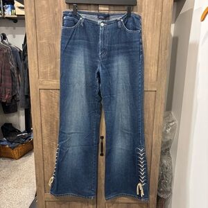 The Blues Vintage jeans flares bell bottoms lace up y2k 90s Festival missy 10